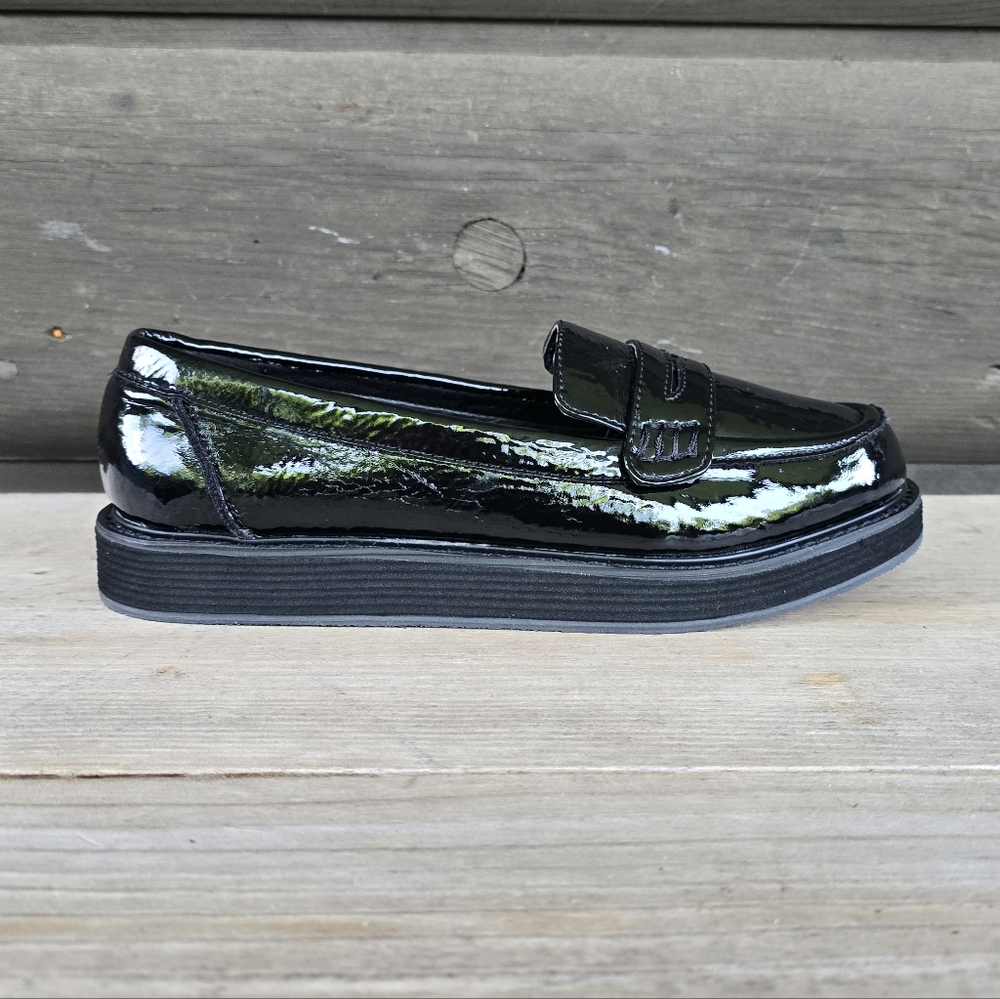 London Rebel Devon Dark Academia Prep Chunky Platform Penny Loafer 6.5M